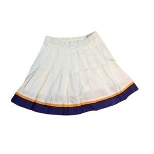 Lily's of Beverly Hills Vintage Cheerleader Skirt White Purple Gold Pleated Sz 8
